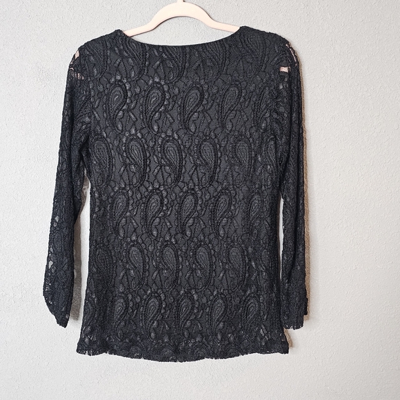 TravelSmith Shirt Womens Small Lace Long Sleeve Paisley Semi Sheer Lined Top - Picture 9 of 10
